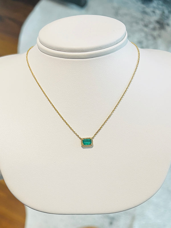 Emerald With Diamond Frame