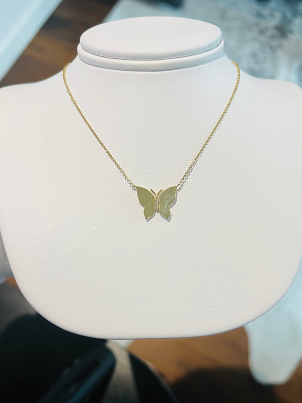 Gold Butterfly With Diamond Body