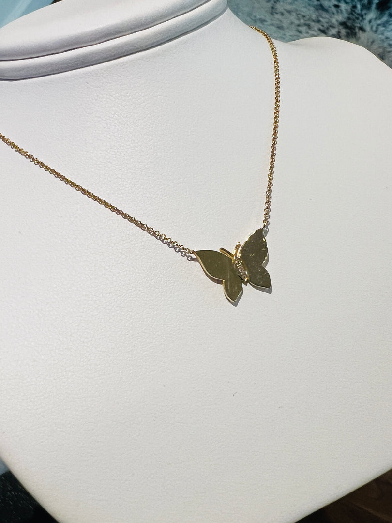 Gold Butterfly With Diamond Body