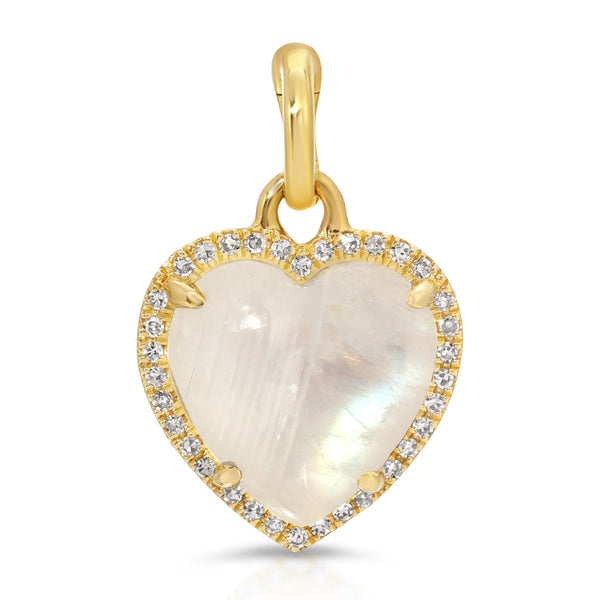 CABOCHON MOONSTONE HEART WITH DIAMONDS SMALL - Melody Lee Jewelry