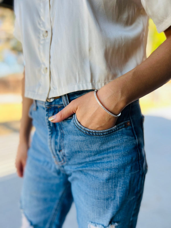 Classic Baguette Diamond Bangle - Melody Lee Jewelry