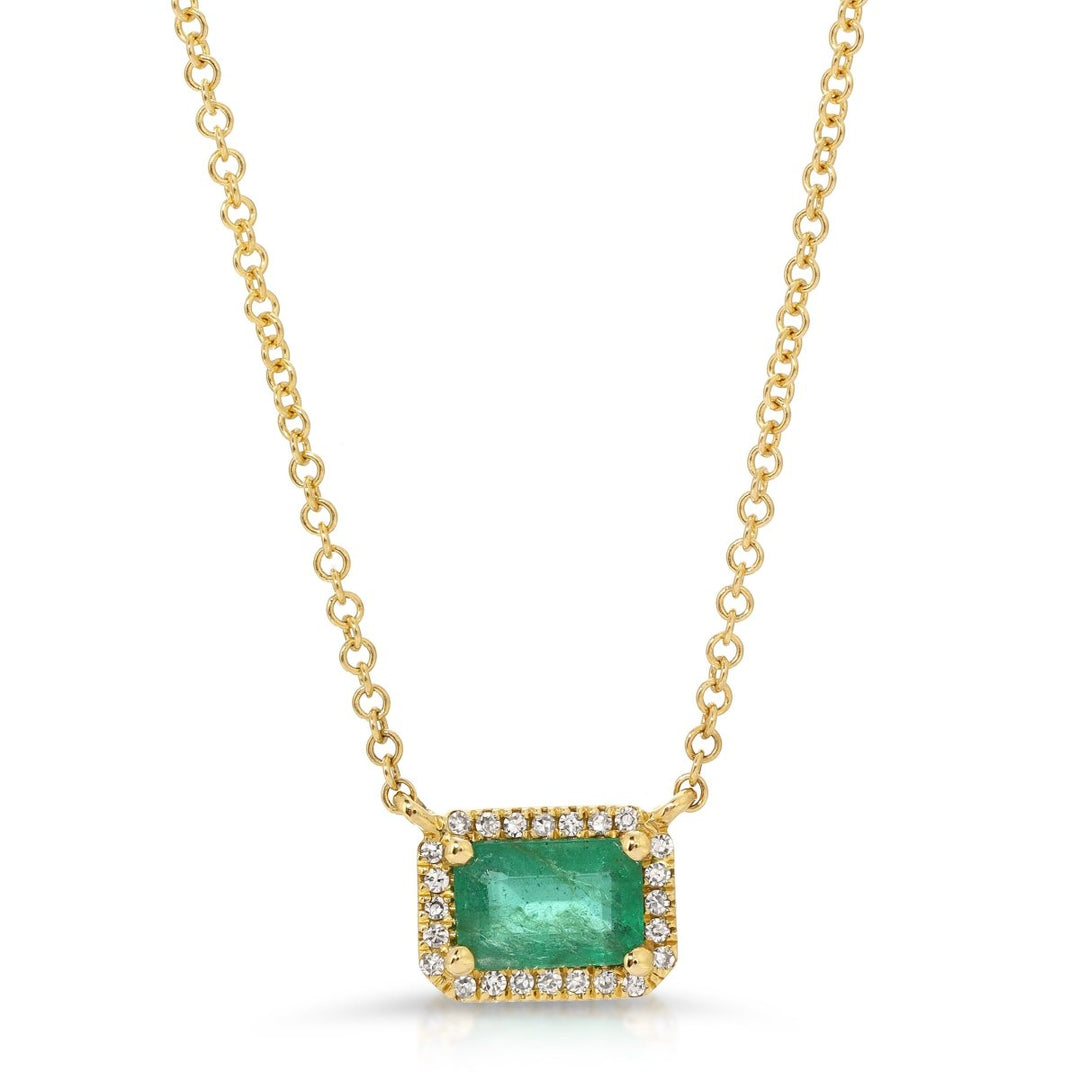 EMERALD WITH DIAMOND FRAME - Melody Lee Jewelry