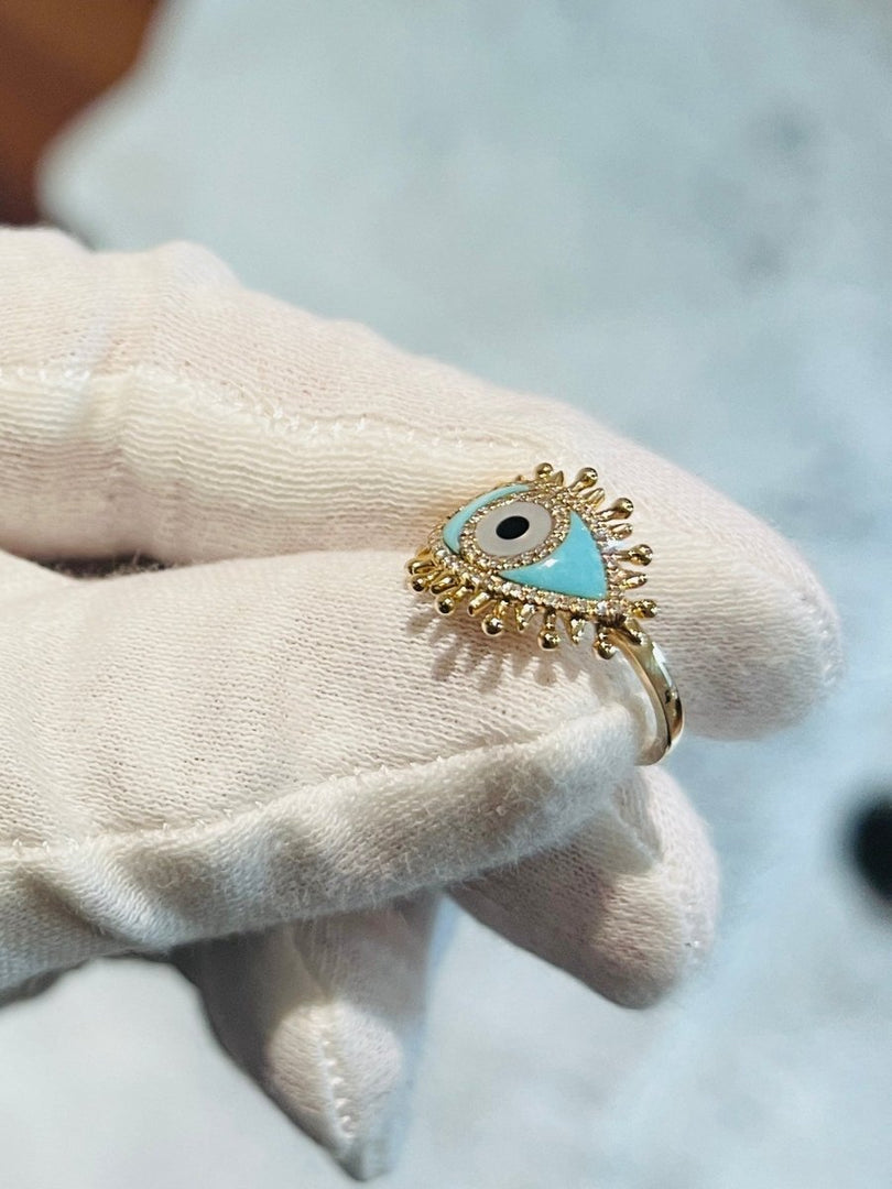 Evil Eye Turquoise Inlay Ring - Melody Lee Jewelry