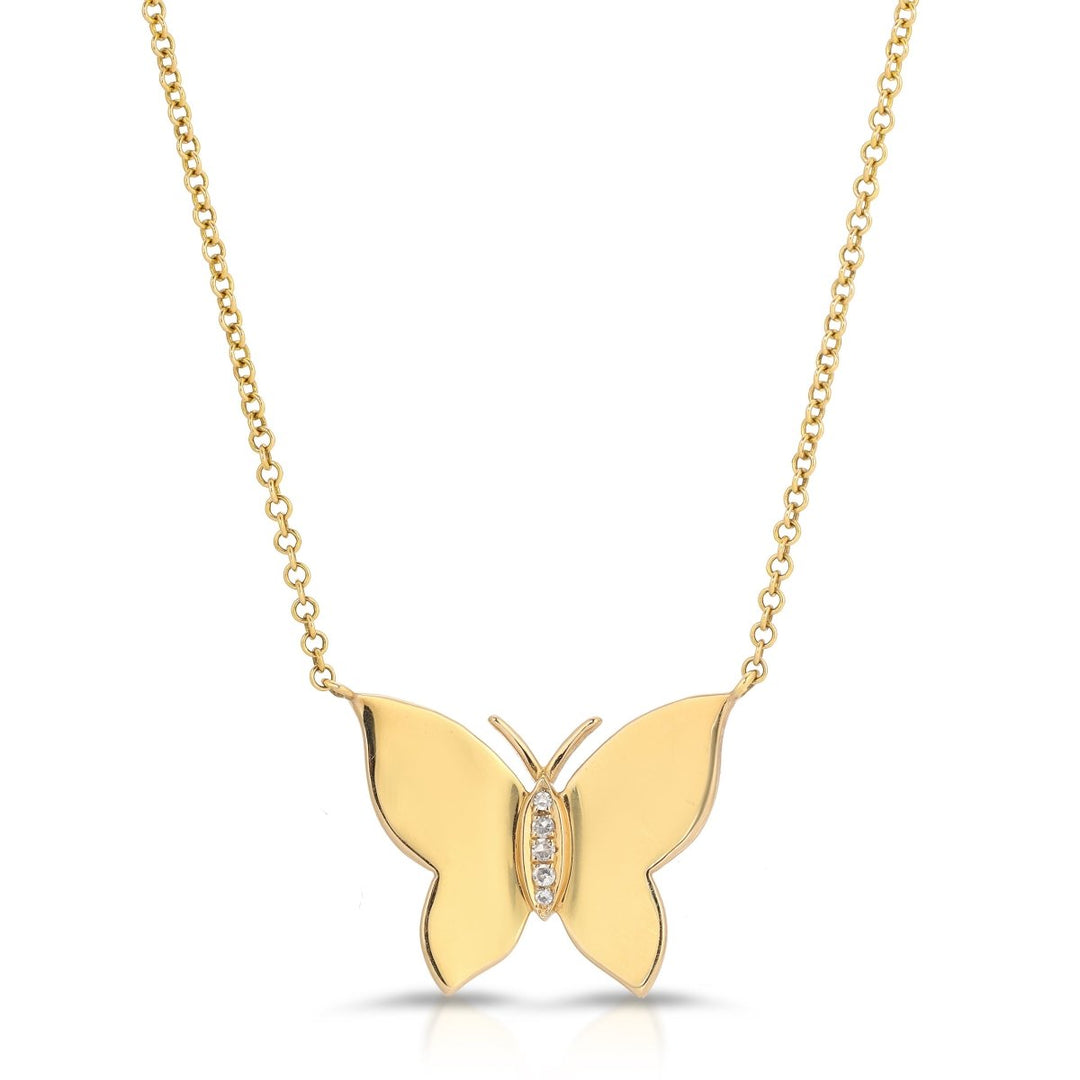 GOLD BUTTERFLY WITH DIAMOND BODY - Melody Lee Jewelry