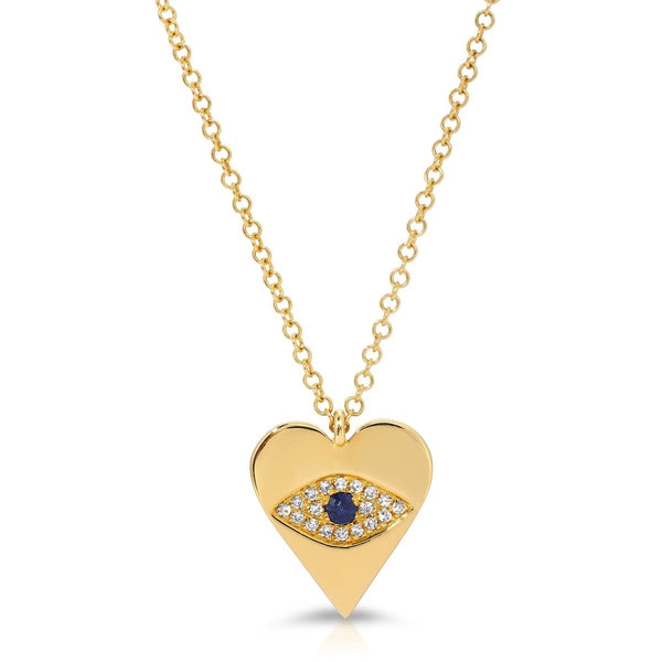 GOLD HEART PENDANT WITH EVIL EYE - Melody Lee Jewelry