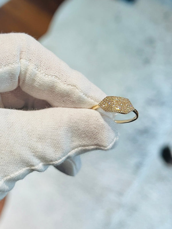 Hex Pavé Signet Ring - Melody Lee Jewelry