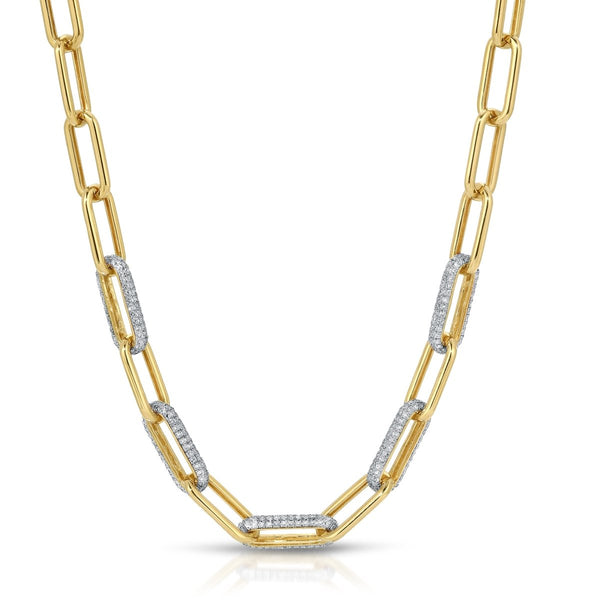 LINK NECKLACE WITH 5 DIAMOND LINKS - Melody Lee Jewelry