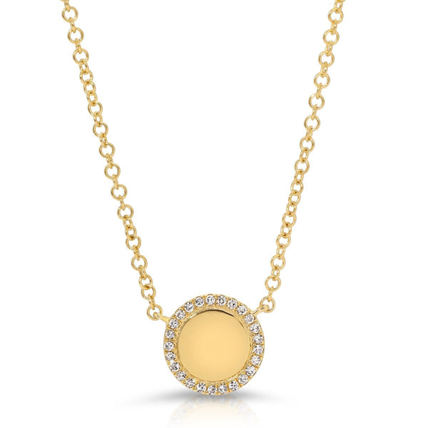 MINI DIAMOND FRAME DISC PENDANT - Melody Lee Jewelry