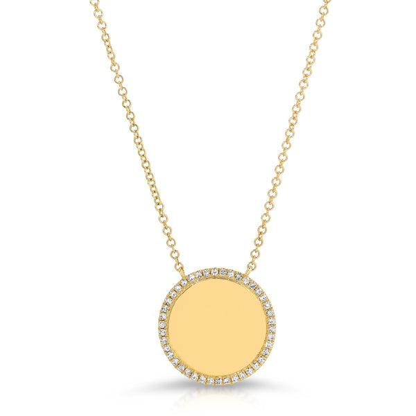 PAVÉ DISC FRAME NECKLACE MEDIUM - Melody Lee Jewelry