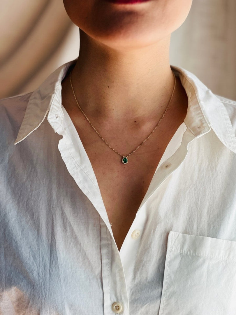 Pear Shaped Emerald Pendant - Melody Lee Jewelry