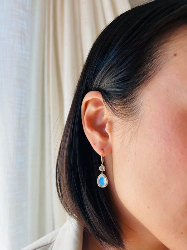 Rhiannon Moonstone Organic Shaped Earrings - Melody Lee Jewelry