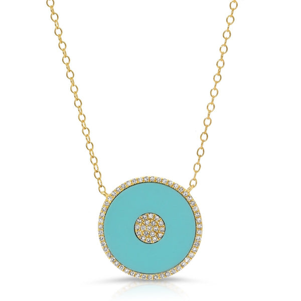 TURQUOISE INLAY DISC EYE NECKLACE - Melody Lee Jewelry